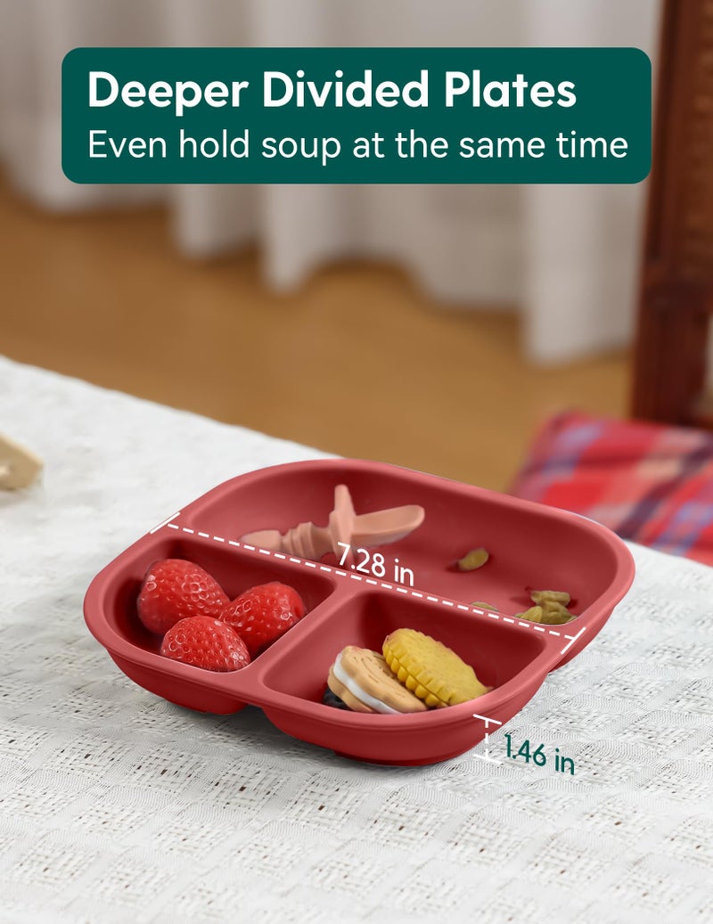 BABELIO Powerful Suction Plates for Baby and Toddler, 100% Food Grand Silicone, Divided, BPA Free, Microwave & Dishwasher Safe, Stay Put, 3 Pack - Image 5